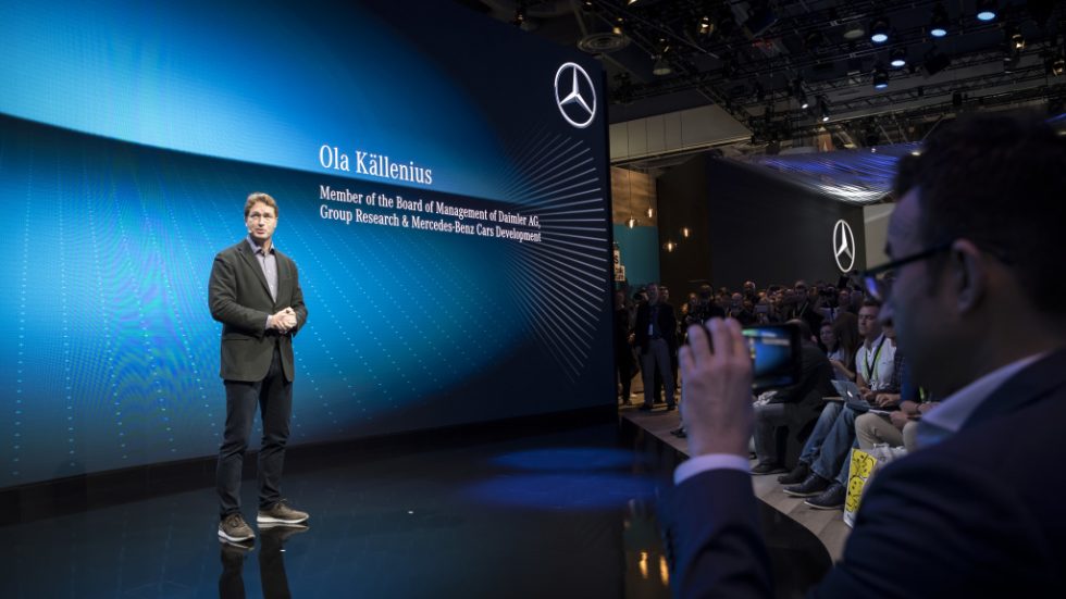 Ola Källenius, Member of the Board of Management of Daimler AG responsible for group research and Mercedes-Benz Cars Development. Mercedes- Benz is presenting its new infotainment system "MBUX" (Mercedes-Benz User Experience) at the CES 2018.MBUX is heralding a new era of infotainment with innovative technology based on artificial intelligence and an intuitive operating concept. MBUX is being used in the entire new generation of compact cars from Mercedes-Benz and will go into series production in the new A-Class in 2018.
