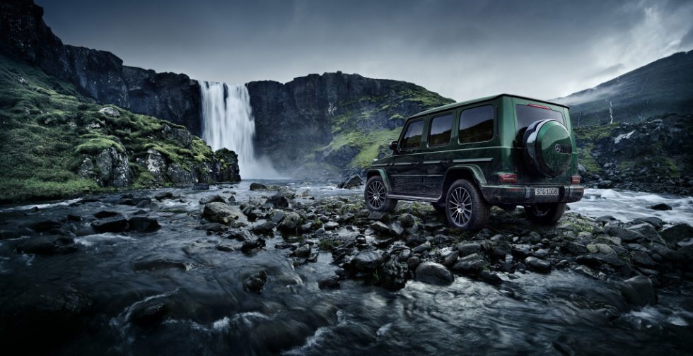 Image worlds of off-road capability, design and on-road performance, and take on natural elements such as rock and lava formations, and water, which are like the G-class "stronger than time".
