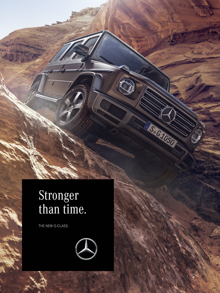With the campaign, Mercedes-Benz is taking customers and fans to the fascinating worlds of the iconic all-terrain vehicle and showing why the G-Class has thrilled people for almost 40 years. Here is an ad motif from the "Amber Rock" lifeworld.