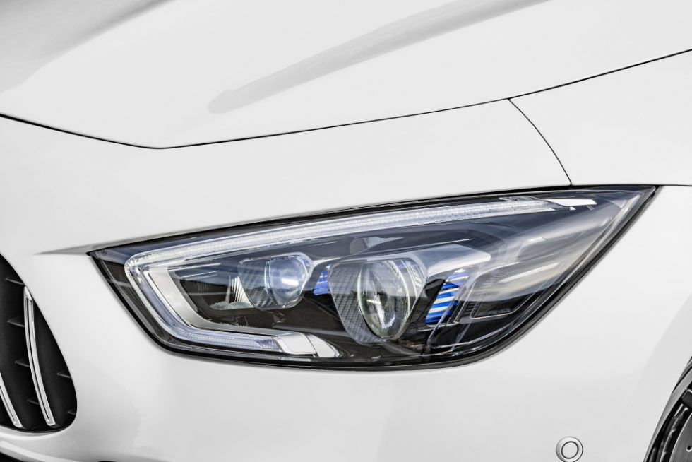 Mercedes-AMG GT 53 4MATIC+ 4-Door Coupé, AMG Night-packet, Exterior: Exterior paint: designo diamond white bright, colour variation black;Fuel consumption combined: 9.1 l/100 km; CO2 emissions combined: 209g/km* (provisional data)