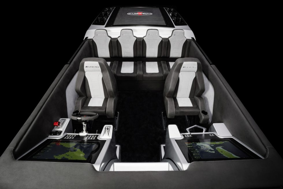 Representing the ninth special edition boat created from this partnership, the Cigarette Racing 515 Project ONE is 51’ 5” in length and features an increased beam of 9’ 6” which allows 6 passengers the ability to be seated comfortably.