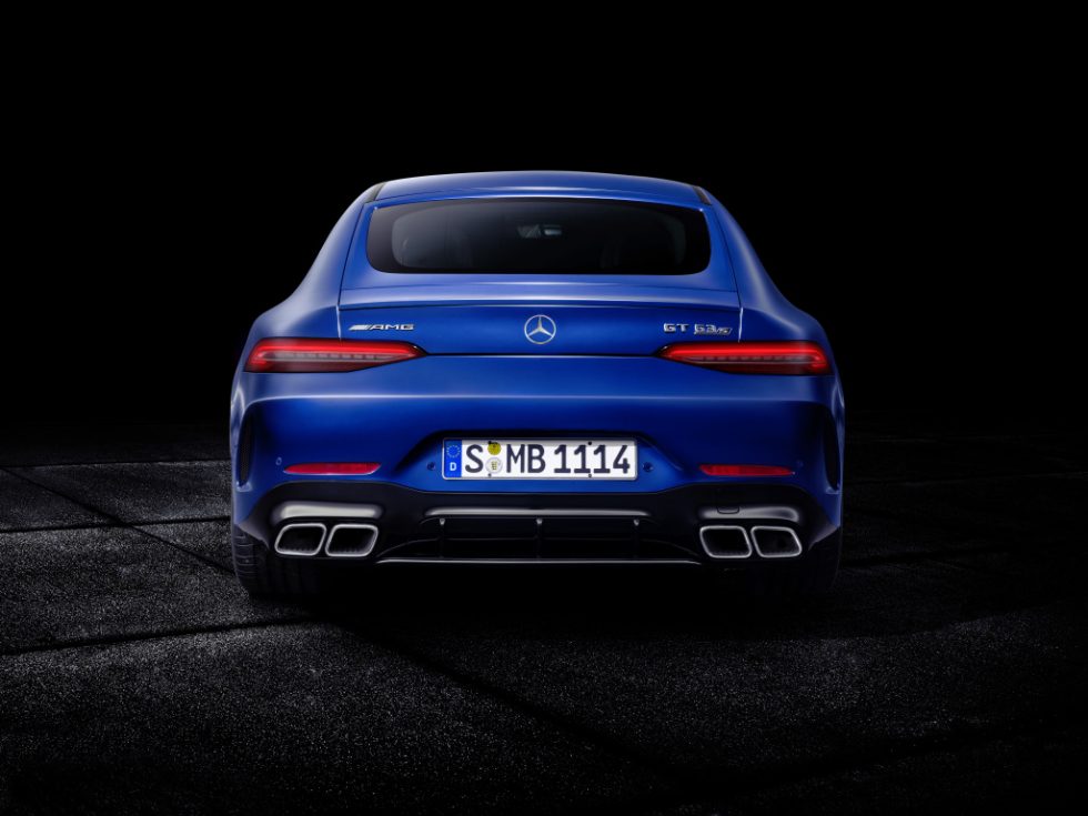 Mercedes-AMG GT 63 S 4MATIC+ 4-Door Coupé, AMG Silver-chrome packet, Exterior: Exterior paint: brilliant blue magno;Fuel consumption combined: 11.2 l/100 km; CO2 emissions combined: 256 g/km* (provisional data)