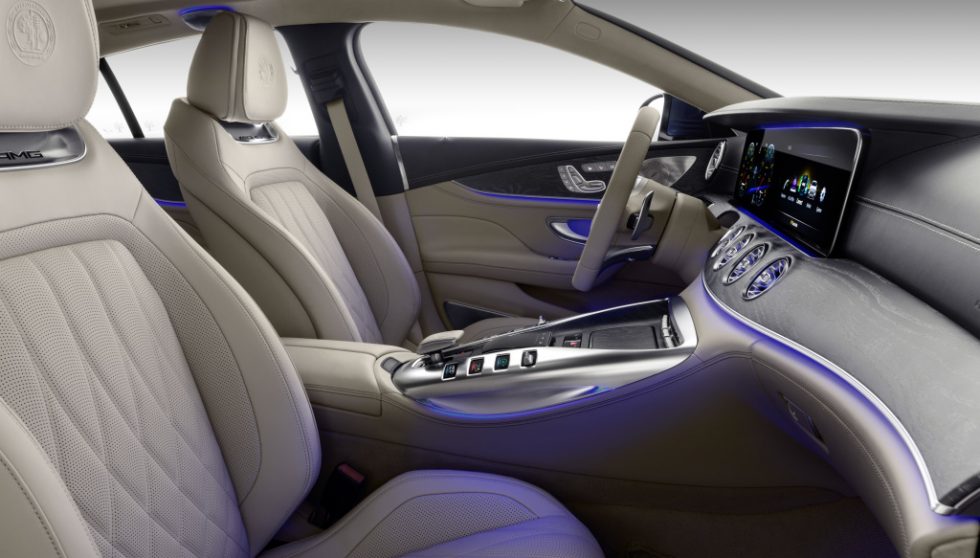 Mercedes-AMG GT 63 S 4MATIC+ 4-Door Coupé, AMG Silver-chrome packet, Exterior: Exterior paint: brilliant blue magno;Fuel consumption combined: 11.2 l/100 km; CO2 emissions combined: 256 g/km* (provisional data)