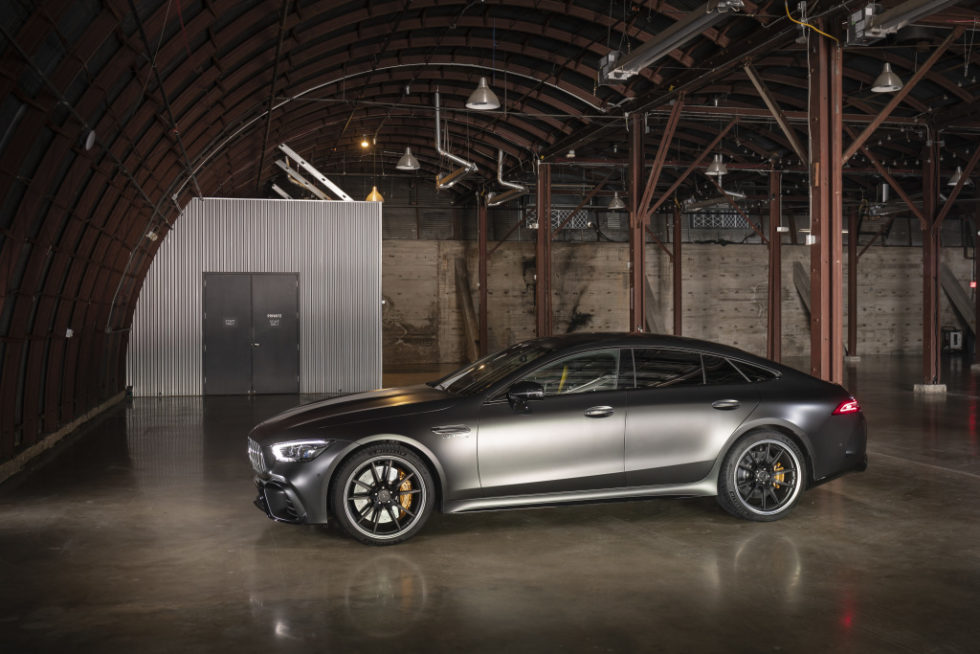 Mercedes-AMG GT 63 S 4MATIC+ 4-Door Coupe, designo hyacinth red metallic; AMG nappa leather - black/red topstitching;Fuel consumption combined: 11.2 l/100 km; CO2 emissions combined: 256 g/km*