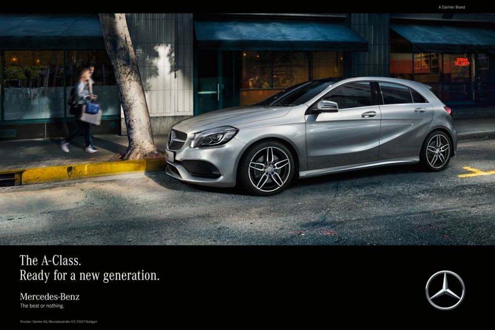 To mark the launch, Mercedes-Benz is starting an extensive marketing and advertising campaign on all communication channels under the title "The A-Class. Ready for a new generation." The campaign will be centred on various print advertisements and a TV spot. Aimed at a young, modern target group, they will present the vehicle as the perfect companion in everyday life. The message is: the new A-Class offers its occupants even more comfort than before while remaining as dynamic as ever.
