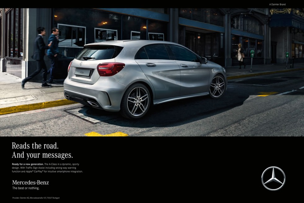 To mark the launch, Mercedes-Benz is starting an extensive marketing and advertising campaign on all communication channels under the title "The A-Class. Ready for a new generation." The campaign will be centred on various print advertisements and a TV spot. Aimed at a young, modern target group, they will present the vehicle as the perfect companion in everyday life. The message is: the new A-Class offers its occupants even more comfort than before while remaining as dynamic as ever.